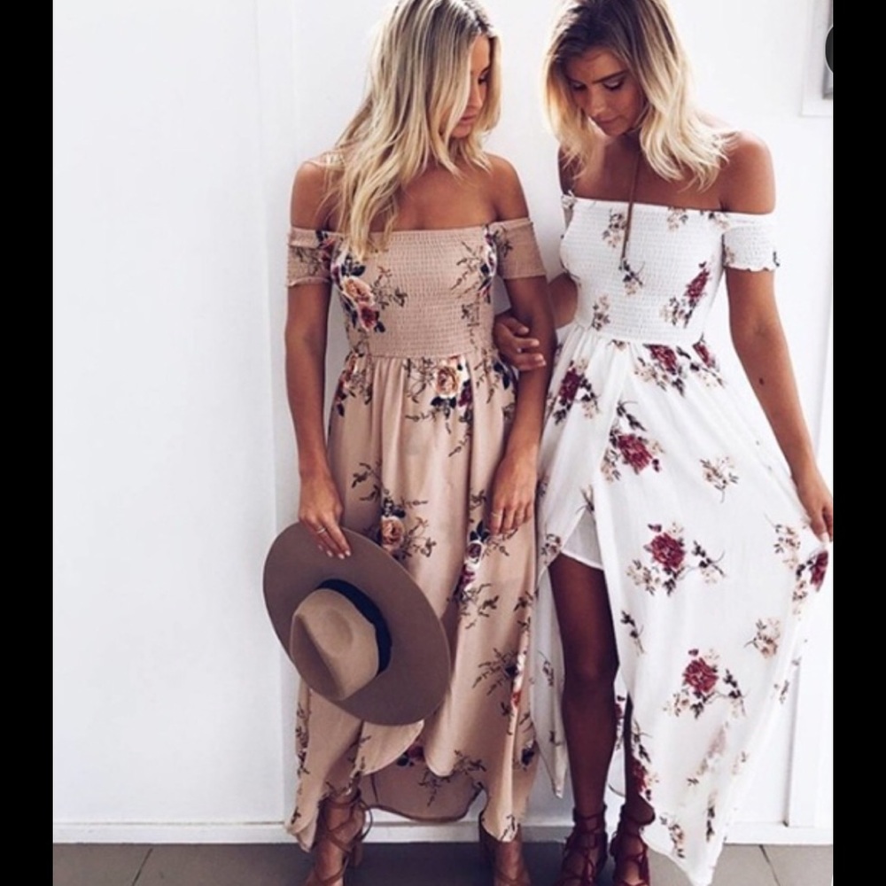 Boho off the shoulder floral dress